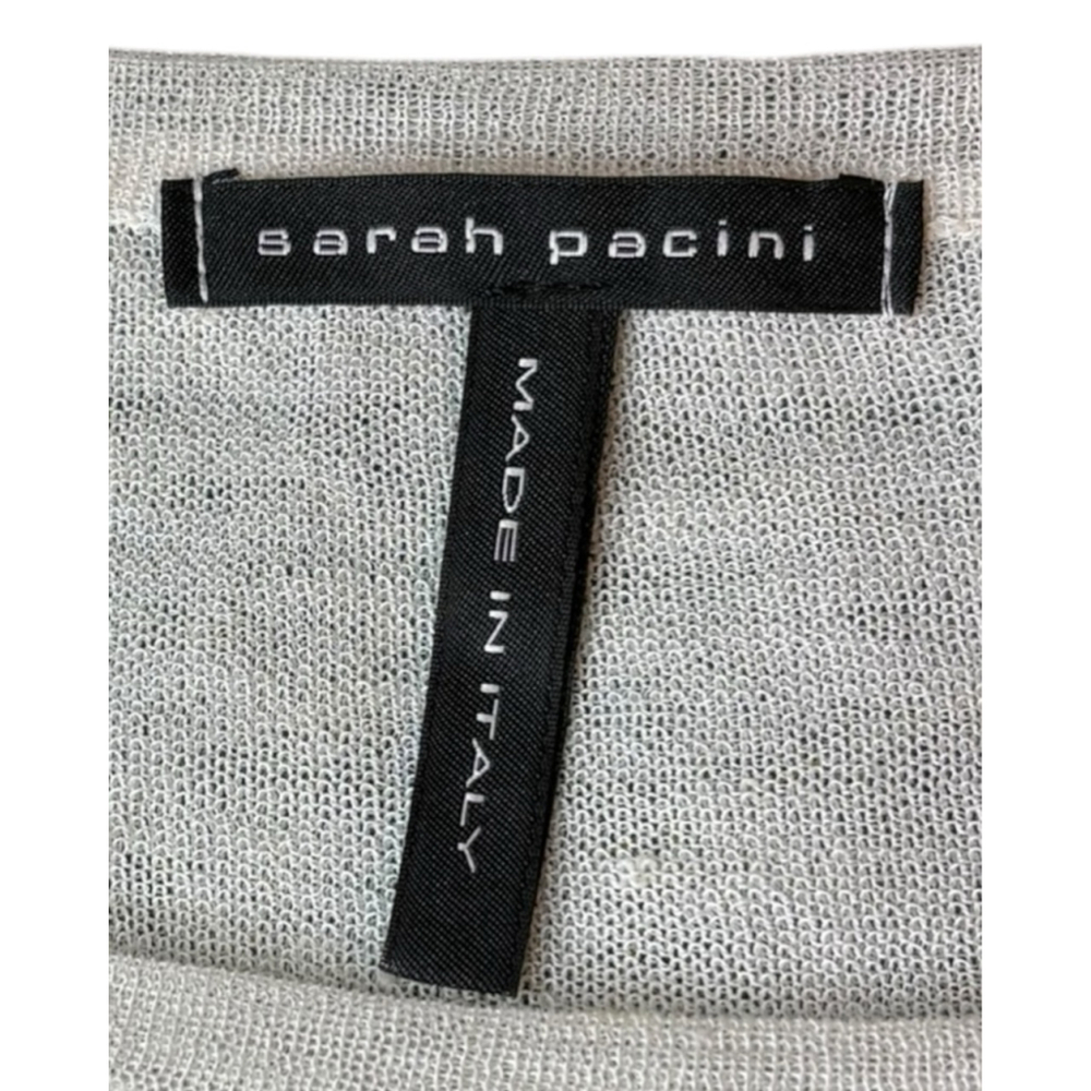 Sarah Pacini Sheer Ramie Knit Sweater, OS, Ivory Italy High Low Layered Gauze - Picture 13 of 15